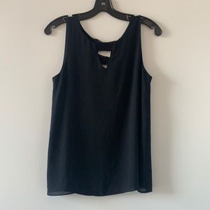 Black tank with V neck detail